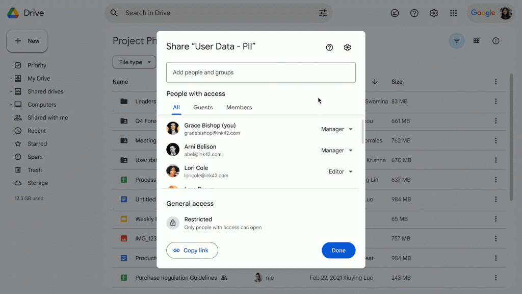 Google Drive  folder limited access